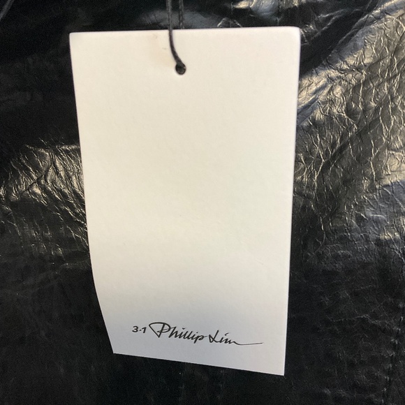 3.1 PHILLIP LIM BLACK FAUX LEATHER MOTO WRAP SKIRT - Picture 4 of 5